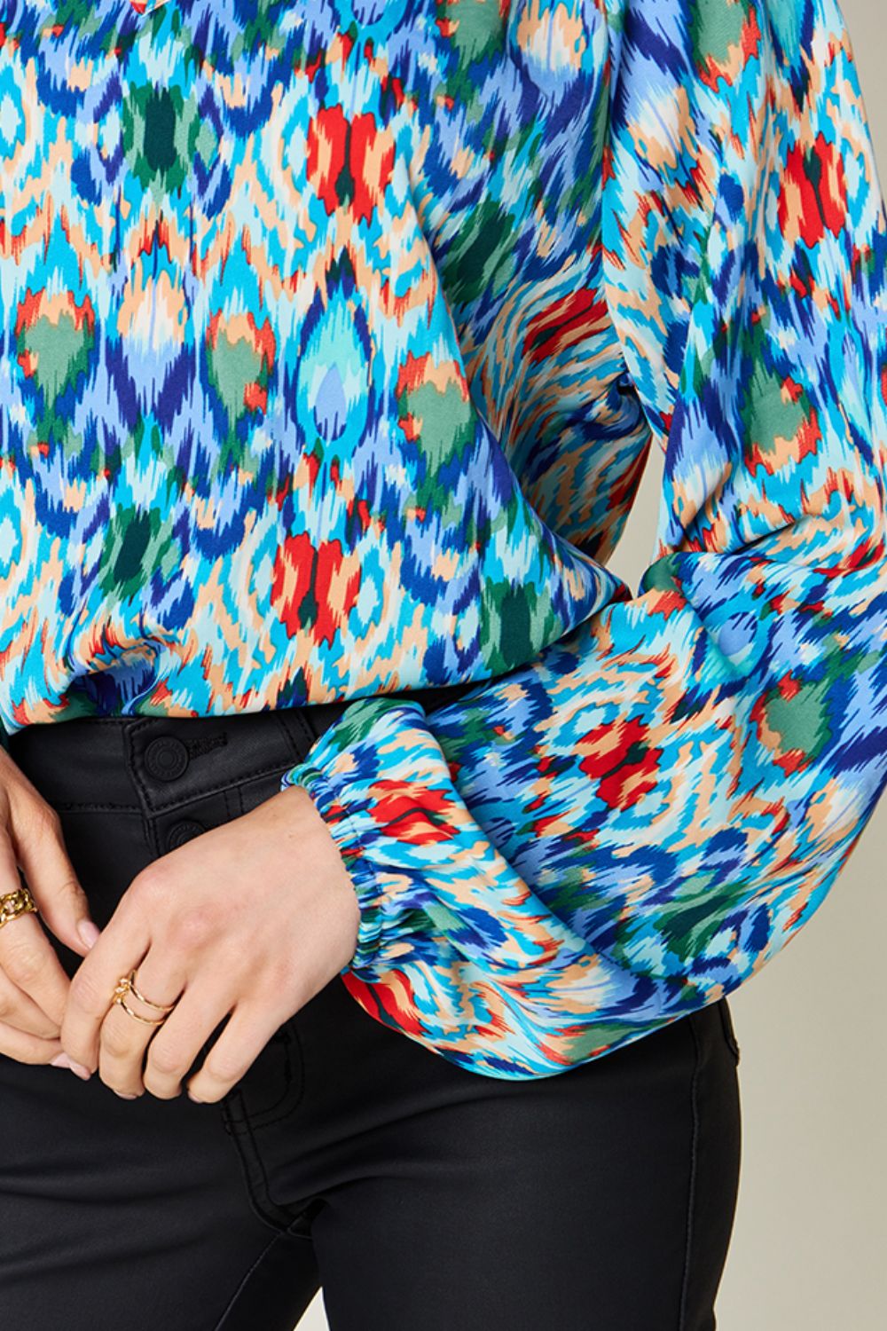 Double Take Full Size Printed Balloon Sleeve Blouse – product image 21