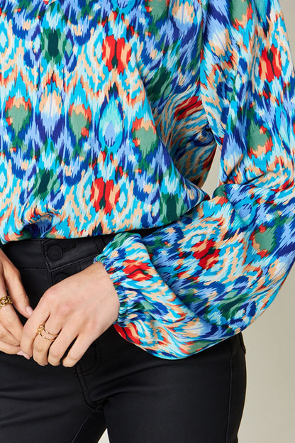 Double Take Full Size Printed Balloon Sleeve Blouse – product image 21