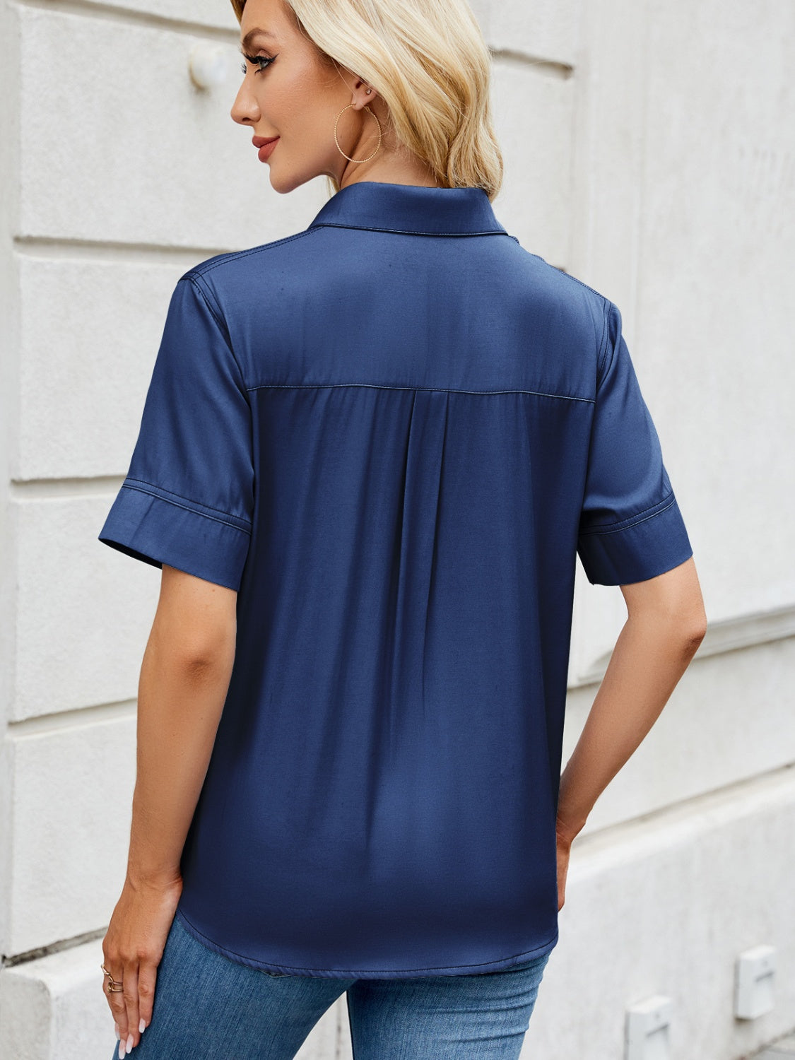Collared Neck Short Sleeve Shirt – product image 14