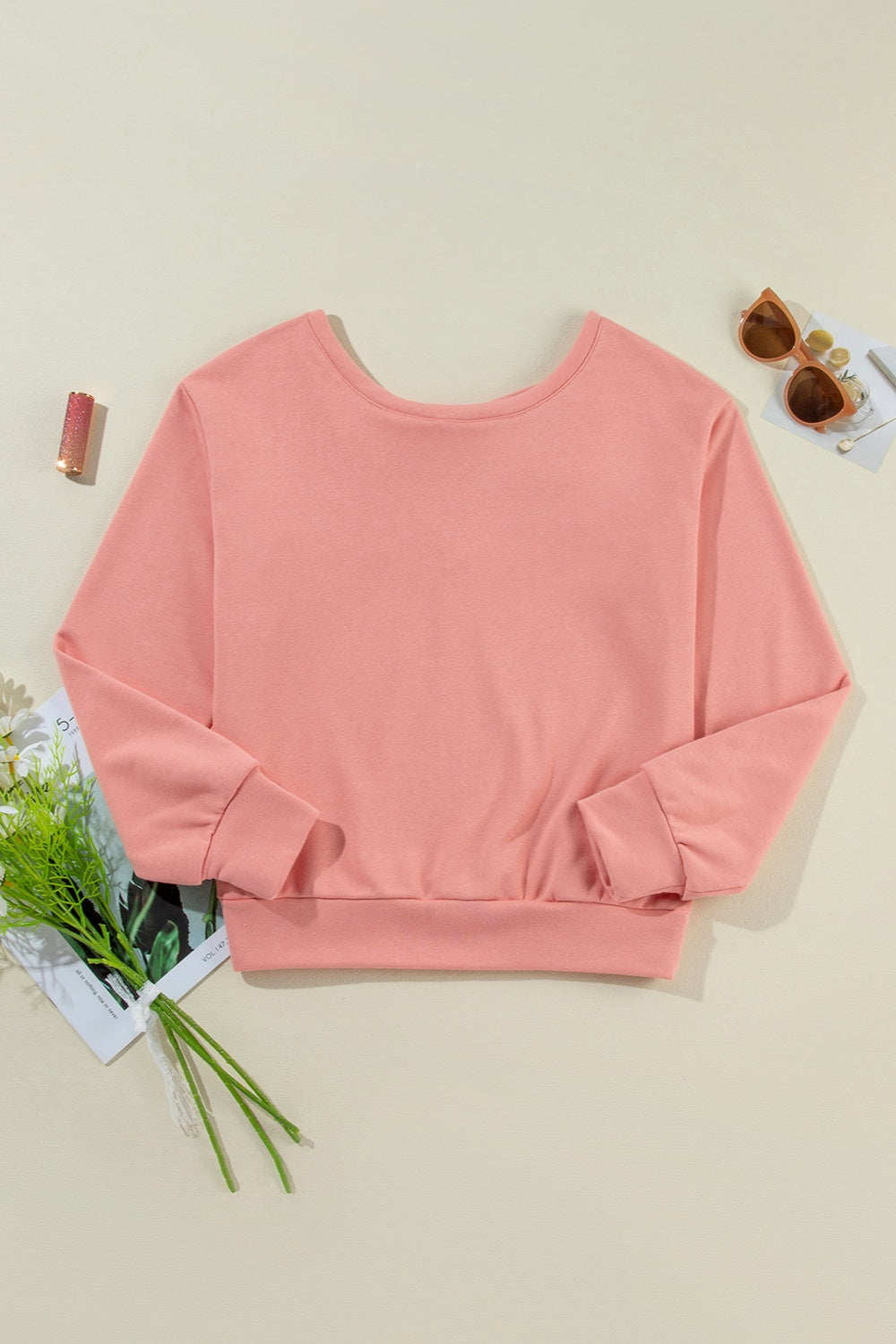 Bow Round Neck Long Sleeve Sweatshirt – product image 3