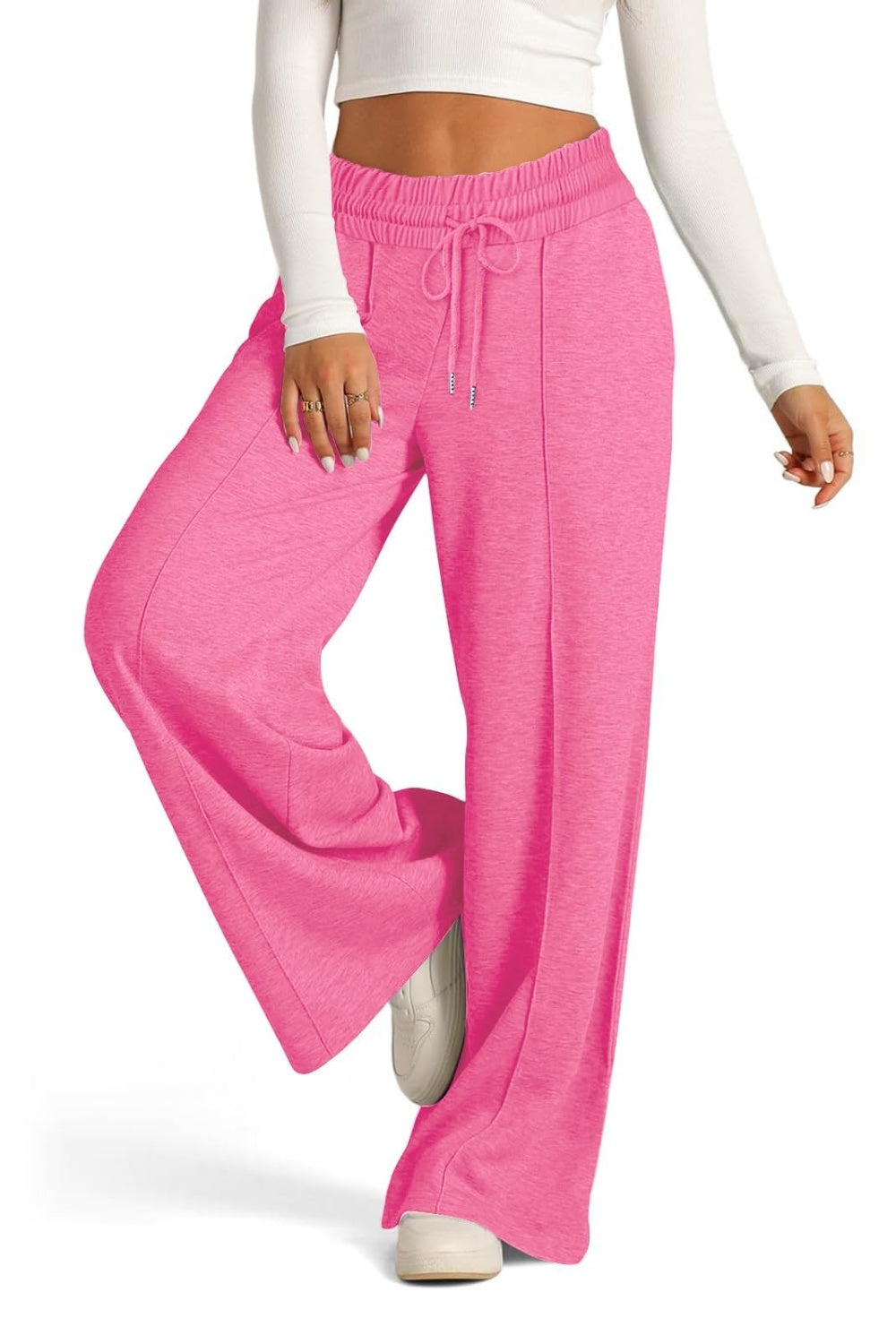 Drawstring Elastic Waist Wide Leg Pants – product image 21
