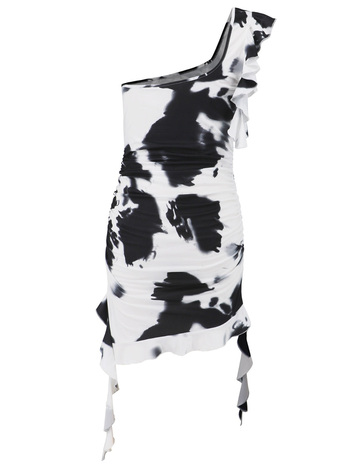 Ruffled Tie-Dye Single Shoulder Mini Dress – product image 4