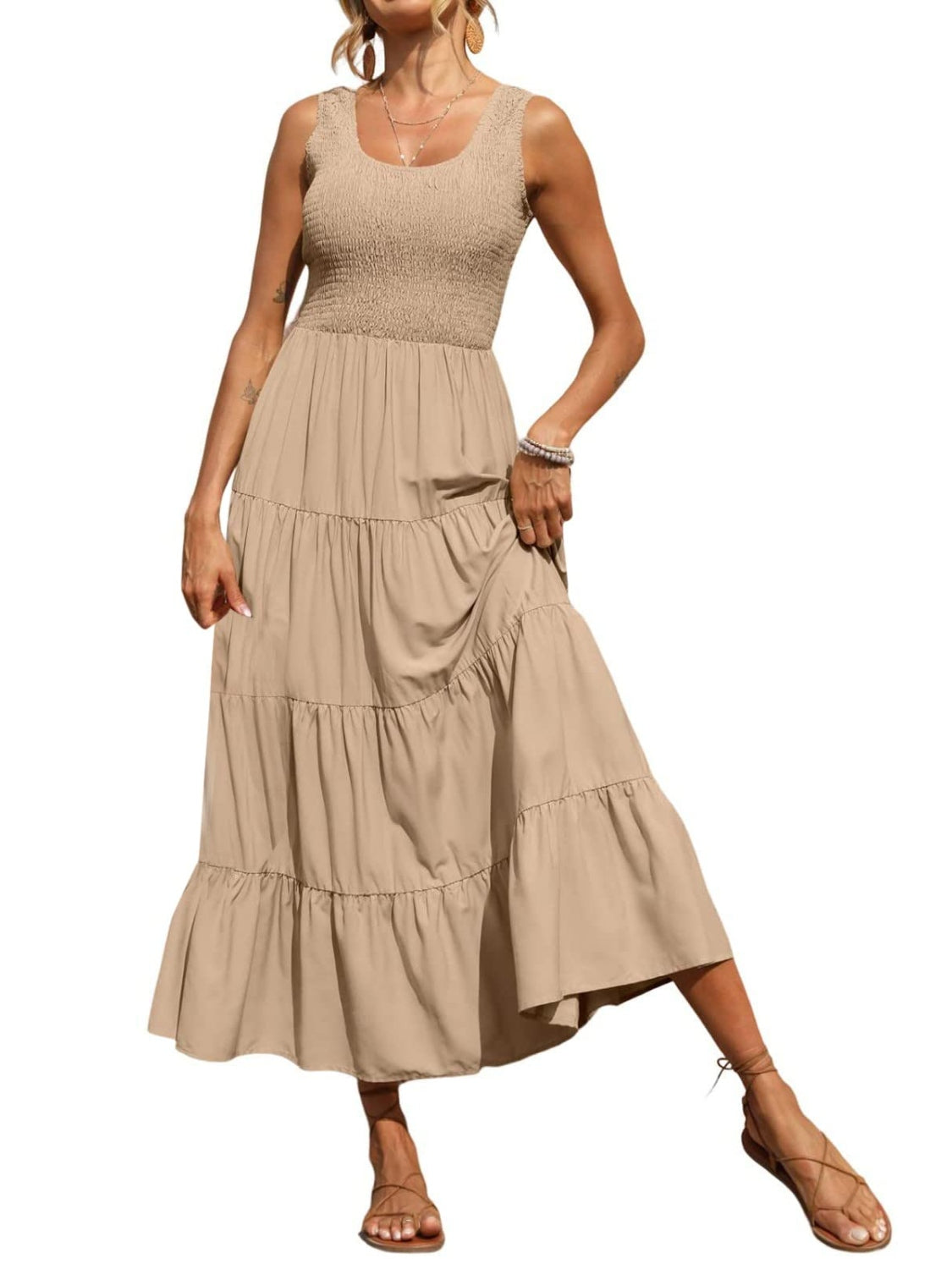 Tiered Smocked Wide Strap Dress – product image 8