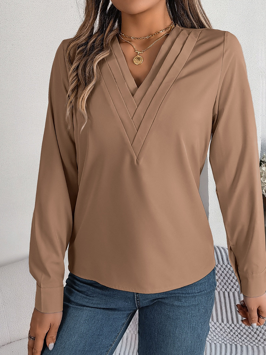 V-Neck Long Sleeve Blouse – product image 10