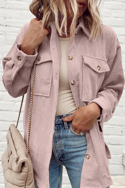 Pocketed Button Up Dropped Shoulder Shacket – product image 9