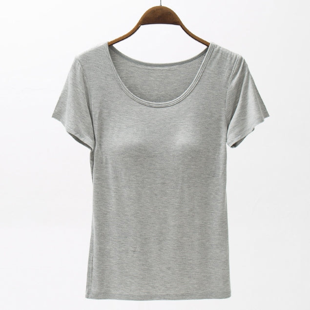 Round Neck Modal T-Shirt with Bra – product image 11
