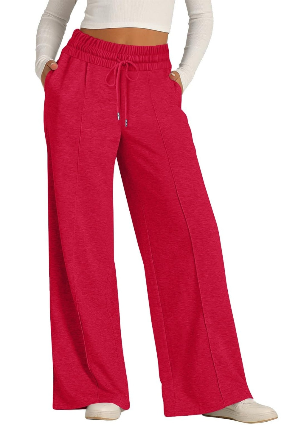 Drawstring Elastic Waist Wide Leg Pants – product image 15