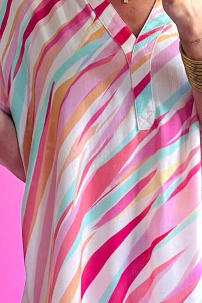 Color Block V-Neck Half Sleeve Blouse – product image 2