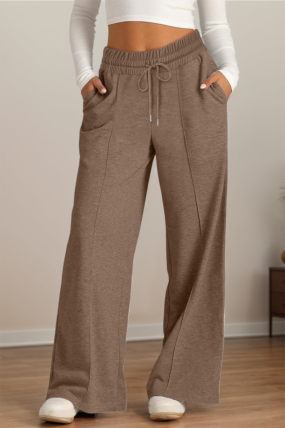Drawstring Elastic Waist Wide Leg Pants – product image 31