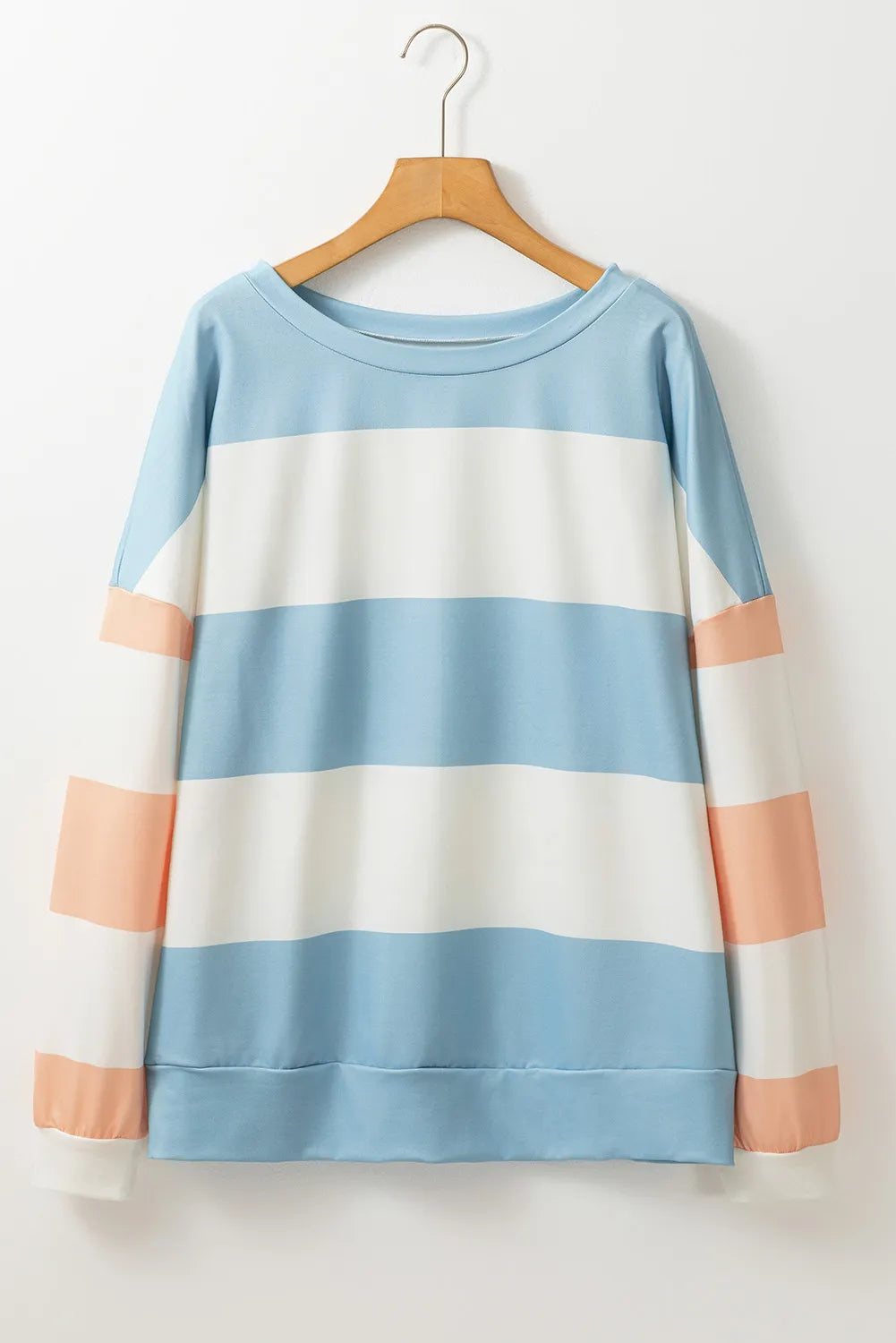 Contrast Color Block Round Neck Long Sleeve Top – product image 11