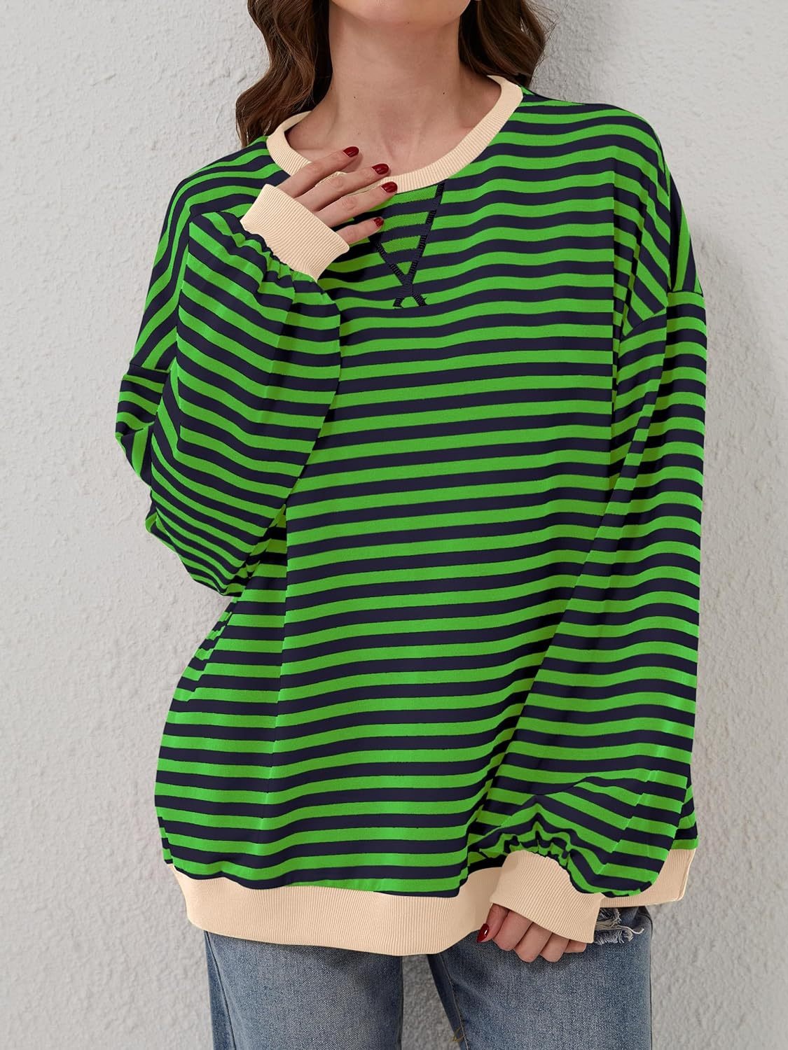 Contrast Striped Long Sleeve Sweatshirt – product image 14