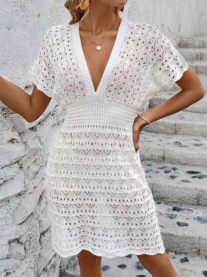 Openwork Plunge Short Sleeve Cover-Up Dress – product image 11