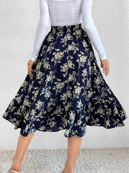 Printed Elastic Waist Midi Skirt – product image 20