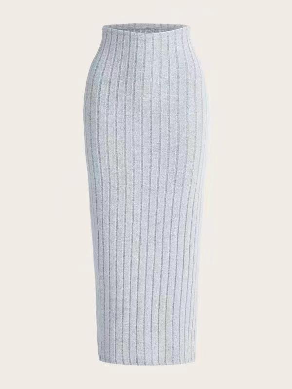New Style Outerwear Casual Fashionable Versatile Midi Skirt In Light Gray