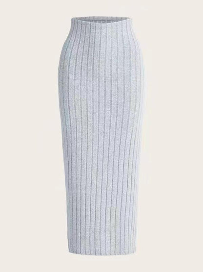 New Style Outerwear Casual Fashionable Versatile Midi Skirt In Light Gray
