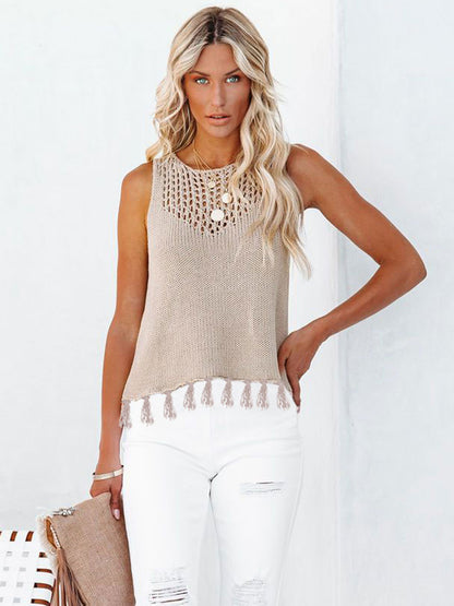 Cutout Tassel Round Neck Tank – product image 11