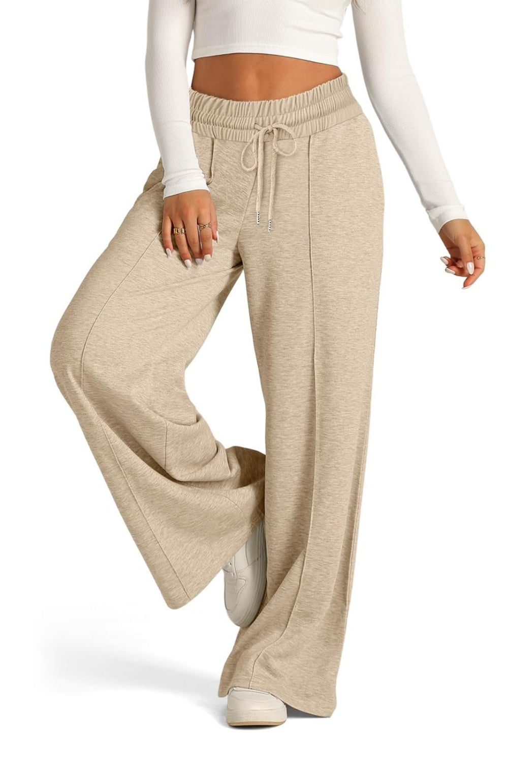 Drawstring Elastic Waist Wide Leg Pants – product image 26