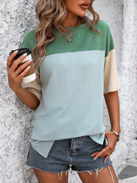 Color Block Round Neck Half Sleeve T-Shirt
