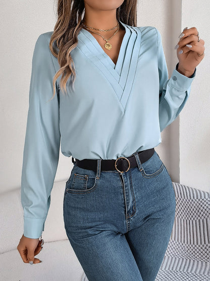 V-Neck Long Sleeve Blouse – product image 5
