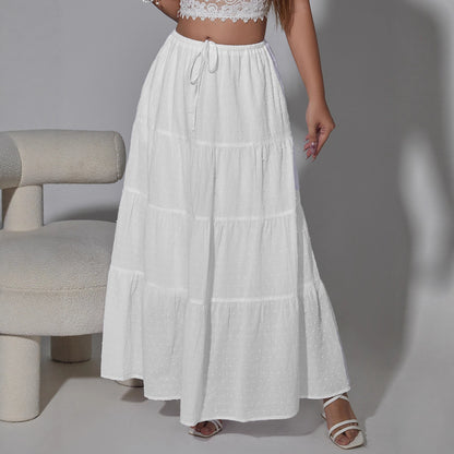 Adjustable High-waist Elastic Midi Skirt With Four Panels