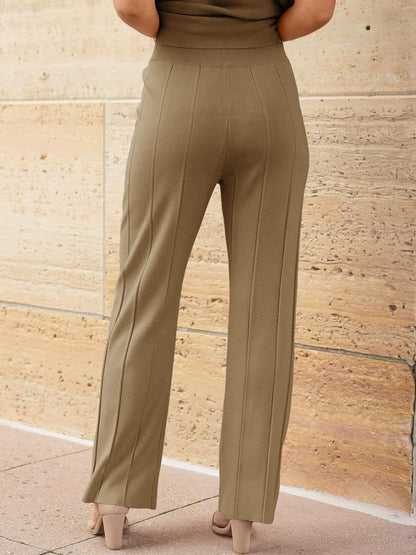 Round Neck Cap Sleeve Top and Pants Knit Set – product image 2