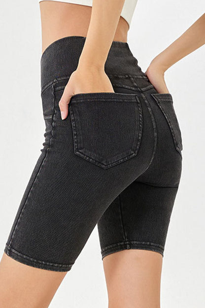 Basic Bae Asymmetrical Waist Denim Shorts with Pockets – product image 7