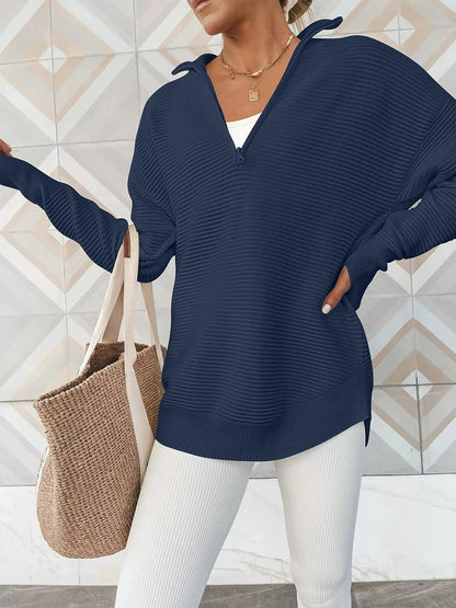 Half Zip Long Sleeve Knit Top – product image 23