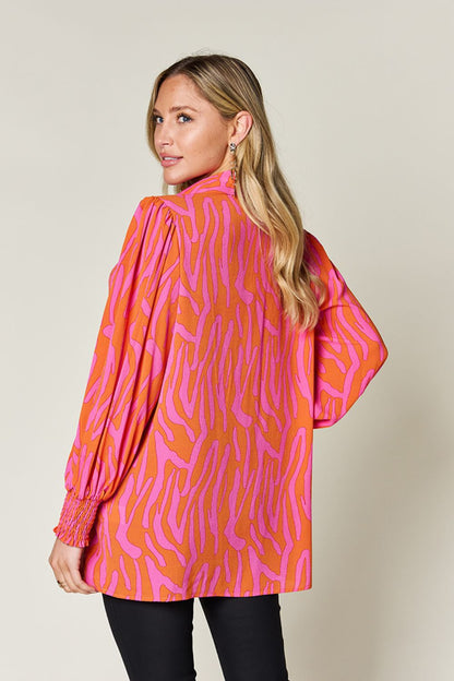 Double Take Full Size Printed Smocked Long Sleeve Blouse – product image 29