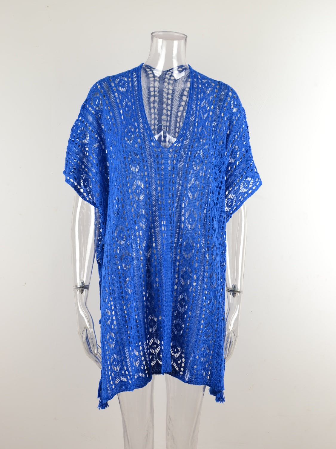 Cutout V-Neck Cover-Up with Tassel – product image 27