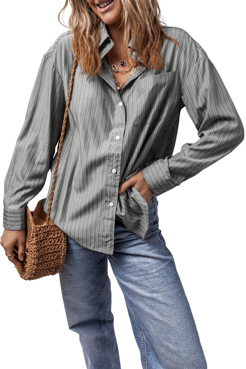 Striped Button Up Long Sleeve Shirt – product image 27