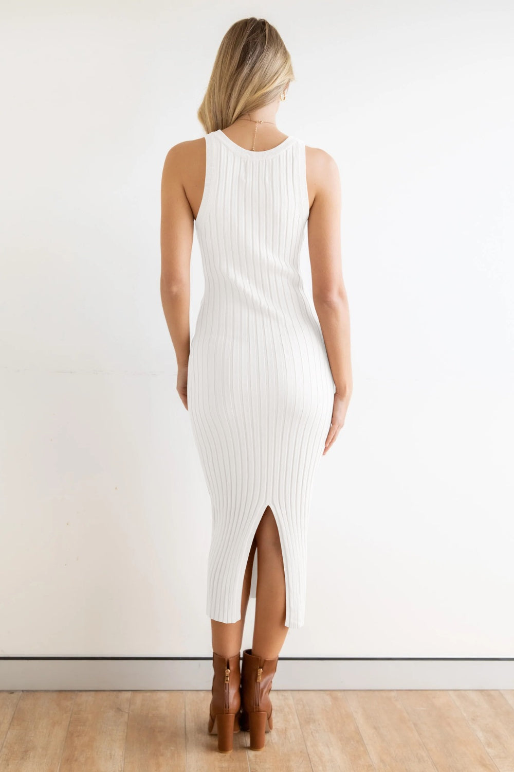 Slit Ribbed Round Neck Sleeveless Dress – product image 7