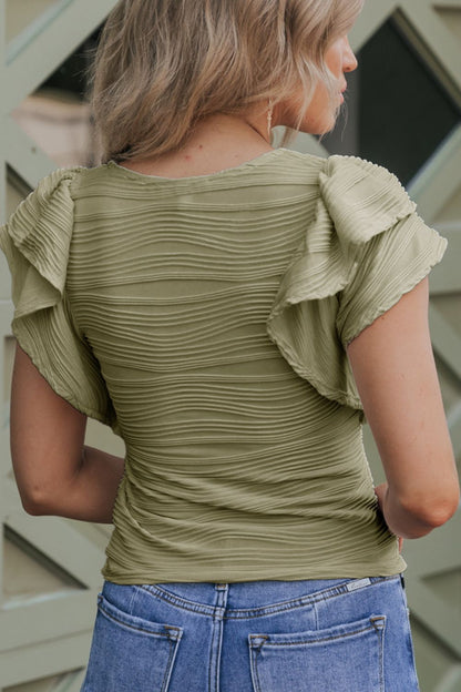Textured Round Neck Cap Sleeve Top – product image 18