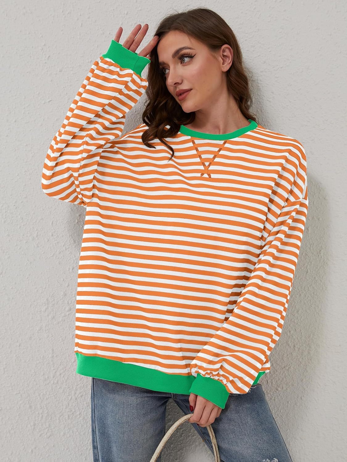 Contrast Striped Long Sleeve Sweatshirt – product image 22