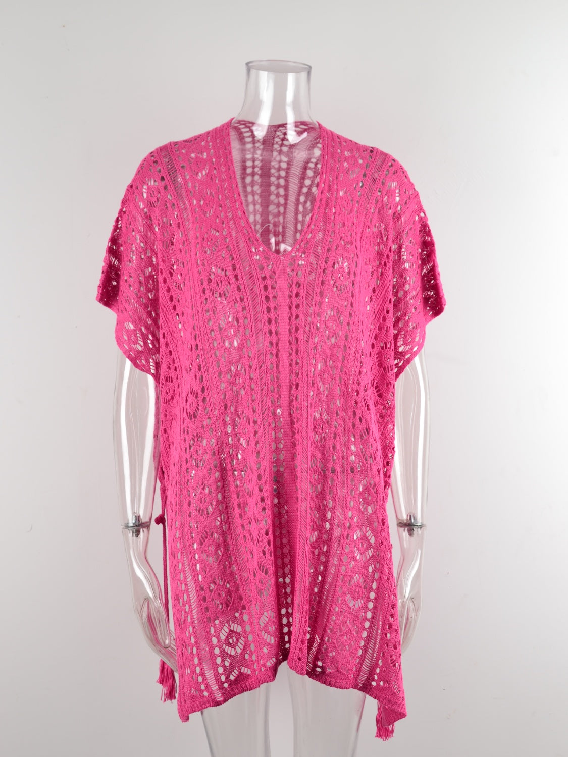 Cutout V-Neck Cover-Up with Tassel – product image 23
