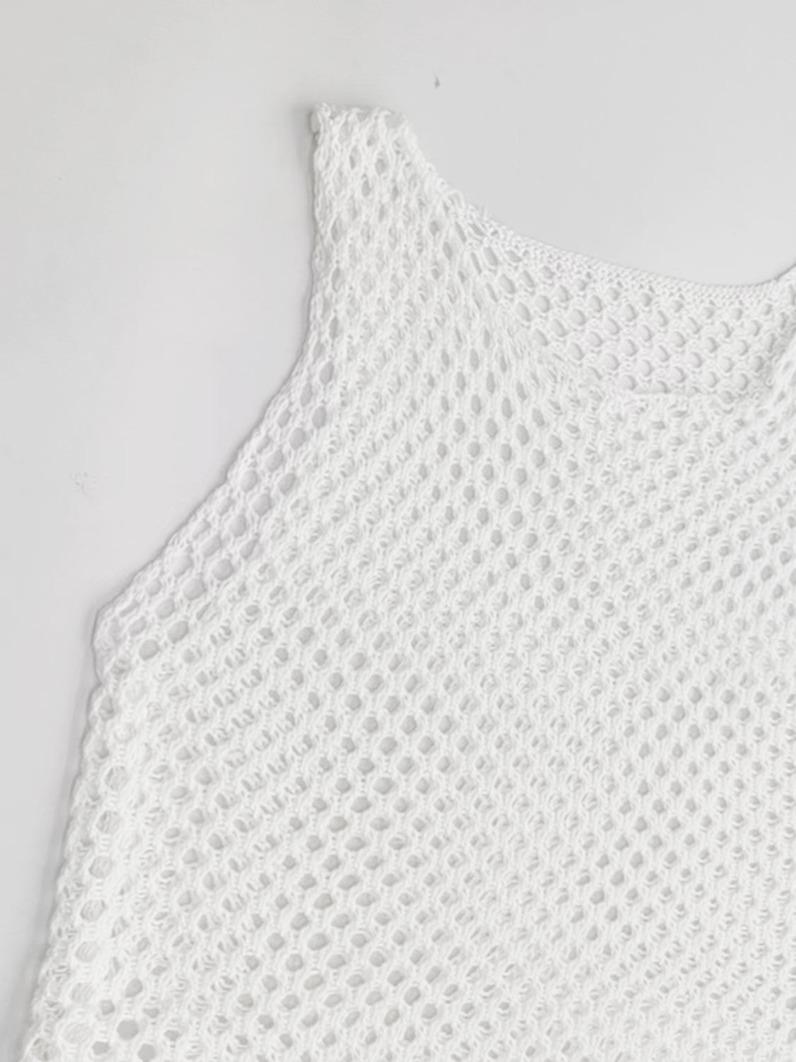 Tassel Hem Hollow Out Sleeveless Cover Up – product image 3