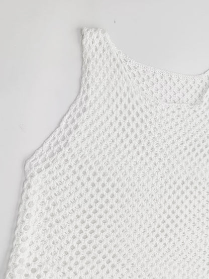 Tassel Hem Hollow Out Sleeveless Cover Up – product image 3