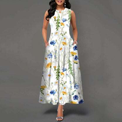 Black and White Floral Print Maxi Dress