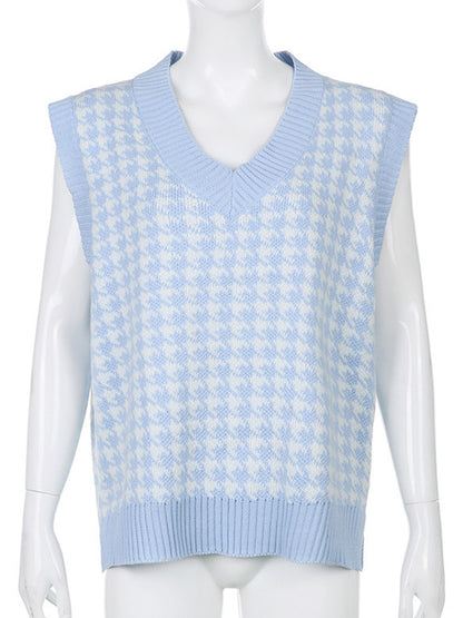 Houndstooth V-Neck Sweater Vet