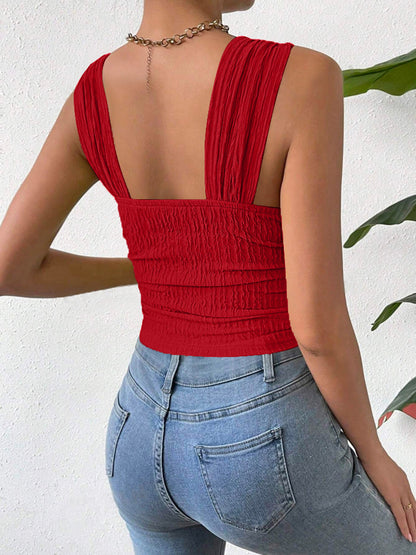 Textured Square Neck Wide Strap Tank – product image 25