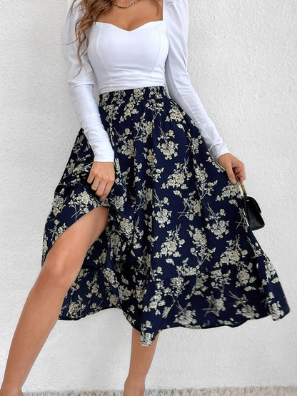 Printed Elastic Waist Midi Skirt – product image 19
