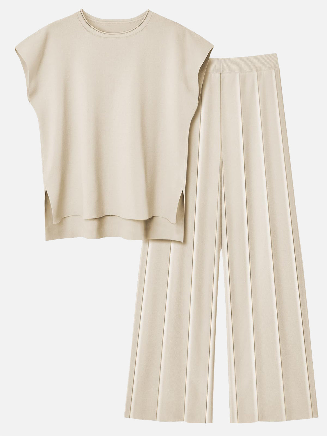 Round Neck Cap Sleeve Top and Pants Knit Set – product image 4