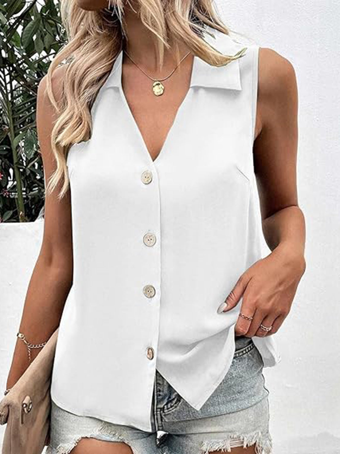 Full Size Johnny Collar Button Up Tank – product image 14