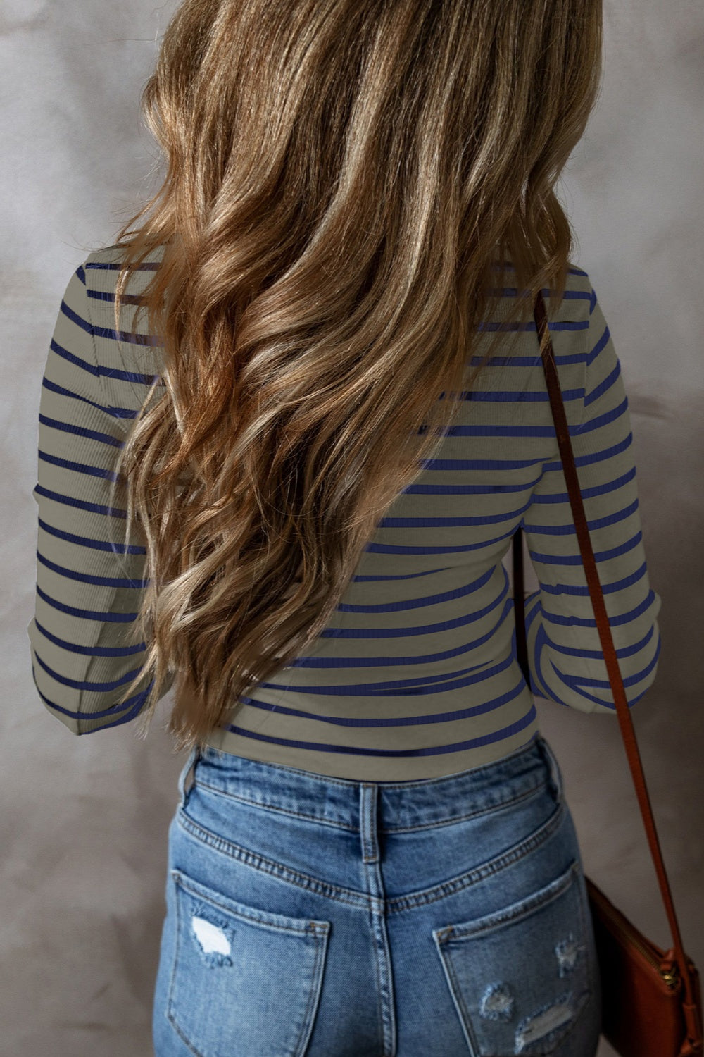 Striped V-Neck Long Sleeve Top – product image 15