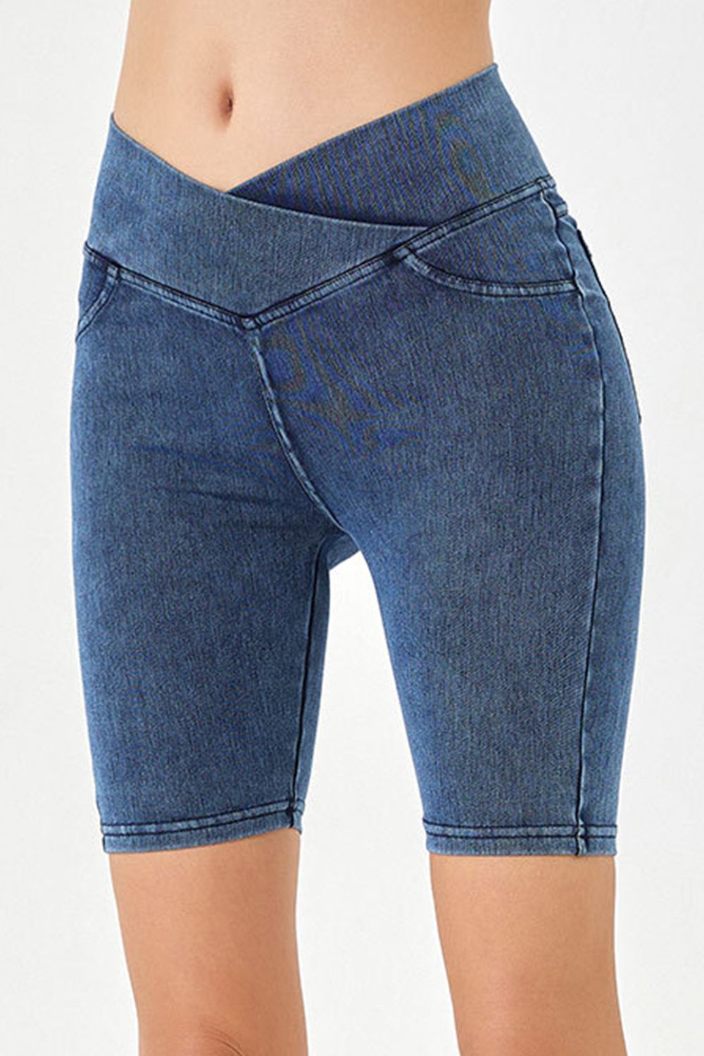 Basic Bae Asymmetrical Waist Denim Shorts with Pockets – product image 10