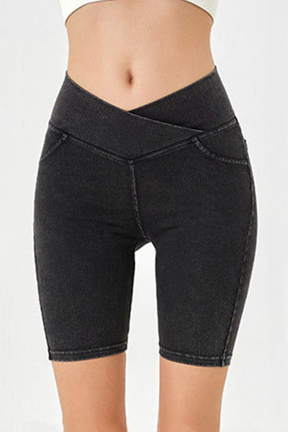 Basic Bae Asymmetrical Waist Denim Shorts with Pockets – product image 8