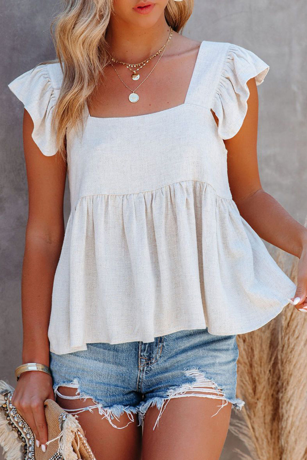 Full Size Ruffled Square Neck Cap Sleeve Blouse – product image 2