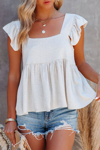 Full Size Ruffled Square Neck Cap Sleeve Blouse – product image 2