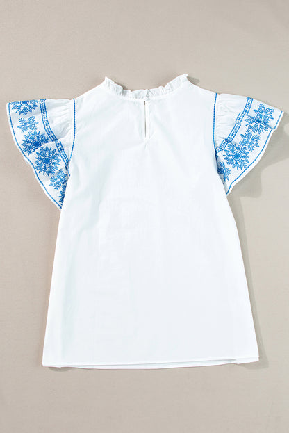 Ruffled Mock Neck Cap Sleeve Blouse – product image 3