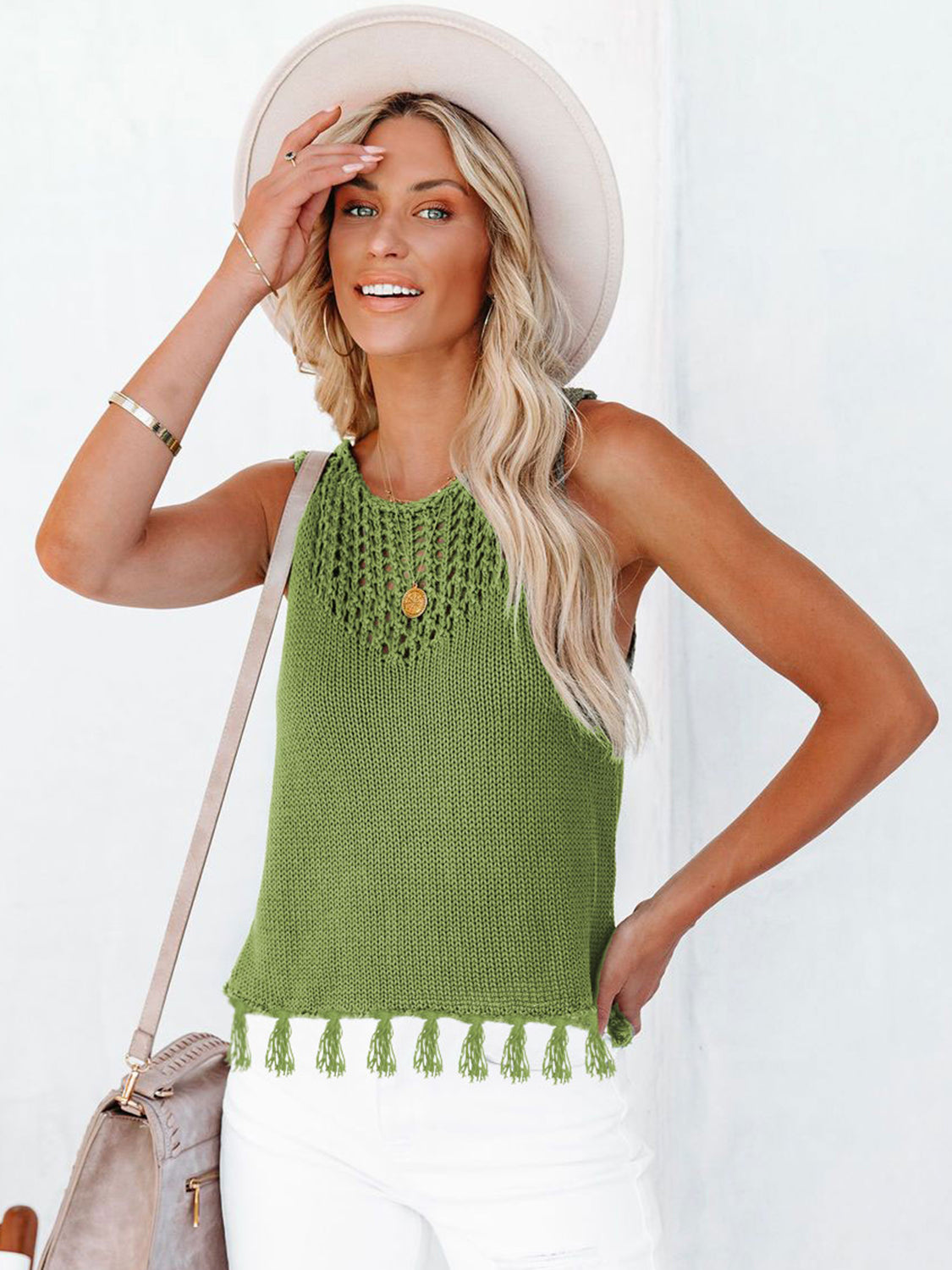 Cutout Tassel Round Neck Tank – product image 14