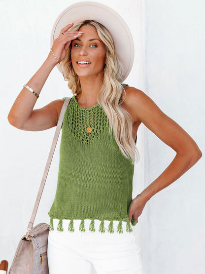 Cutout Tassel Round Neck Tank – product image 14